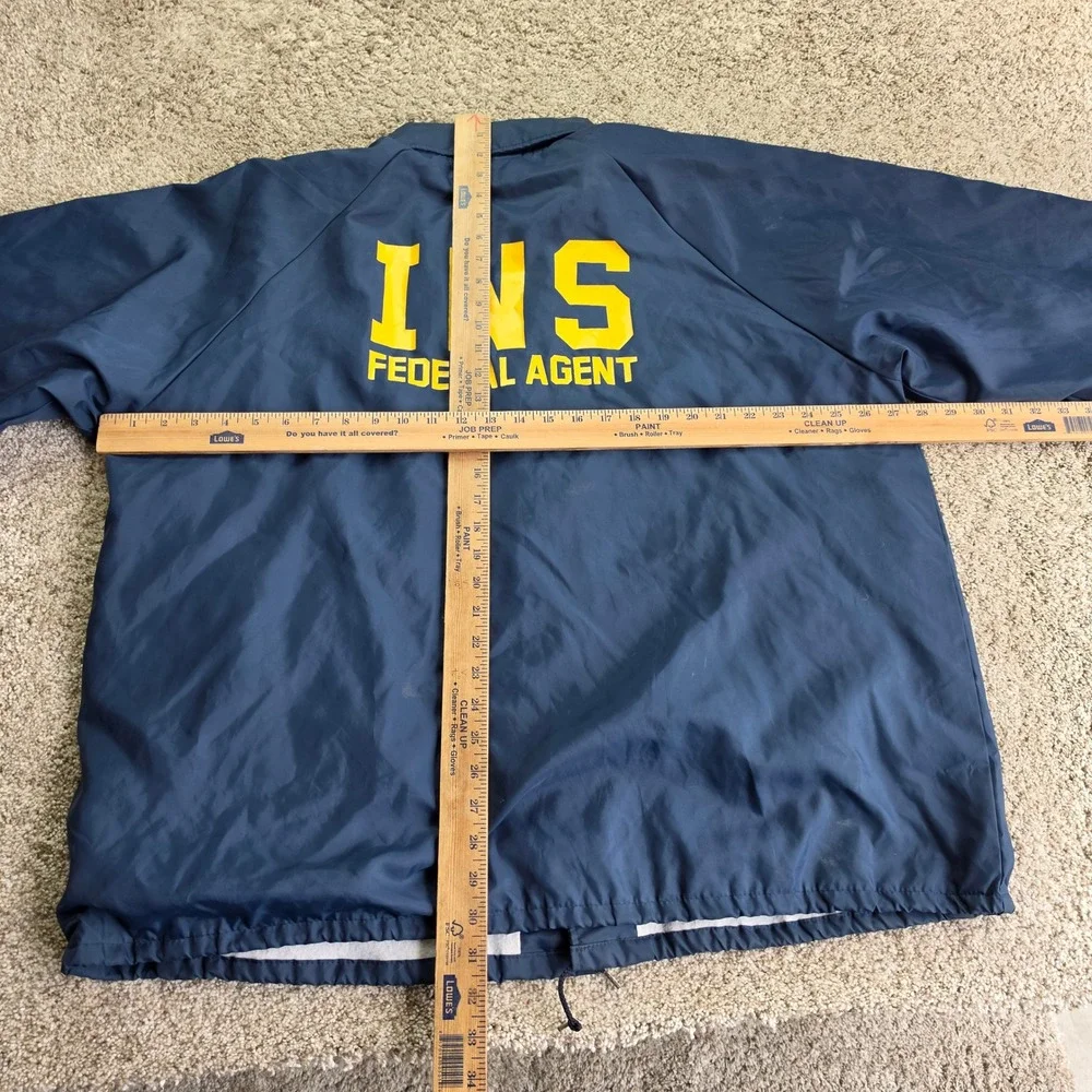 VINTAGE INS Federal Agent Immigration Coach Jacket Mens 2XL Blue Hartwell Sports